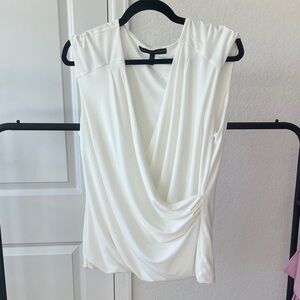 White House Black Market Ivory Drape Blouse